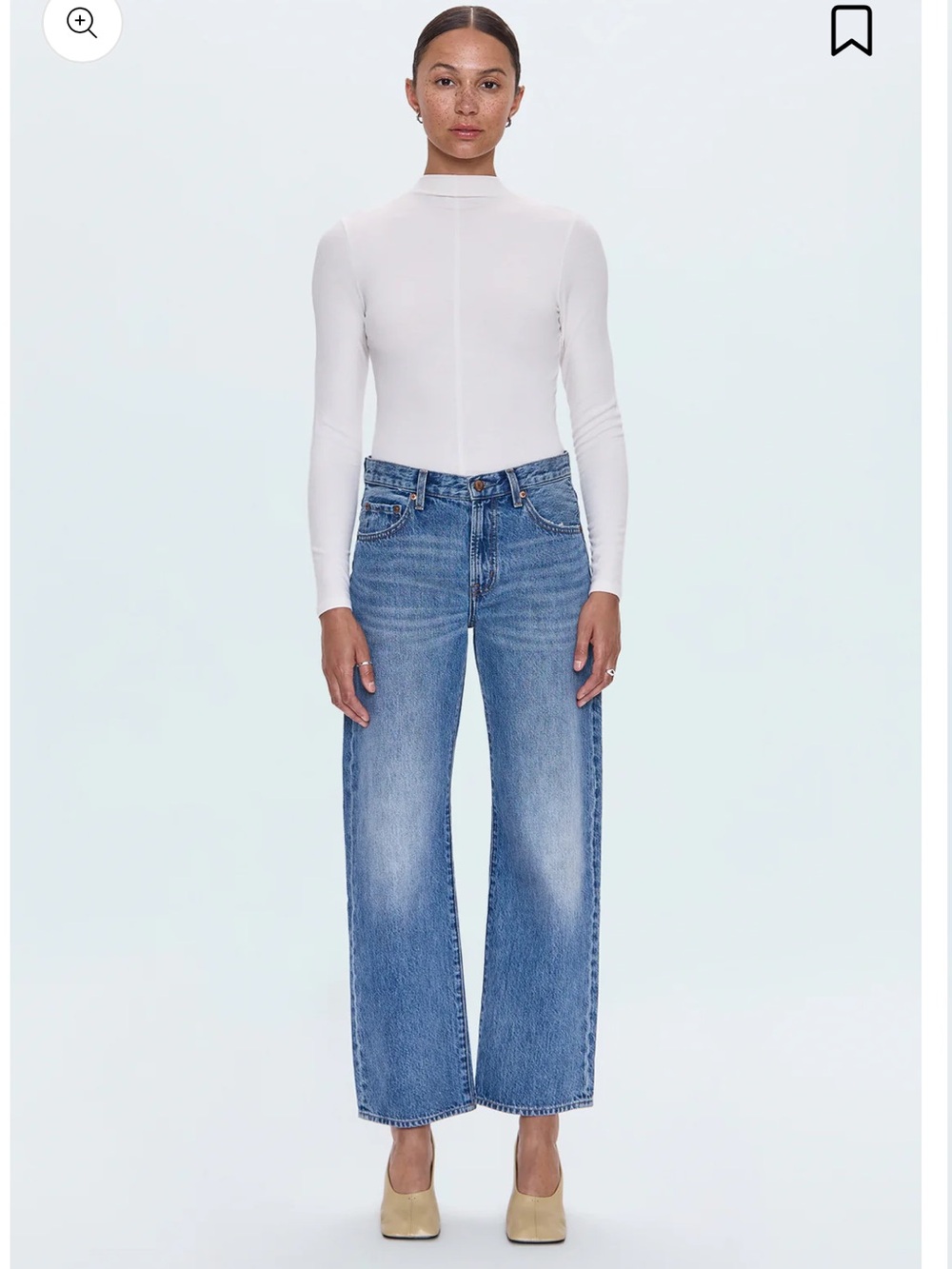 PISTOLA – Lexi Mid Rise Cropped Bowed Straight Jeans ,Color Metropolis, Size 23